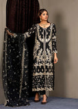 Pakistani Black Embroidered Silk & Organza Salwar Kameez (3-Piece) - Image 2