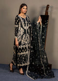 Pakistani Black Embroidered Silk & Organza Salwar Kameez (3-Piece) - Image 3