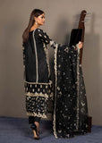 Pakistani Black Embroidered Silk & Organza Salwar Kameez (3-Piece) - Image 4