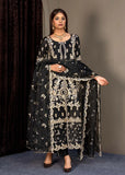 Pakistani Black Embroidered Silk & Organza Salwar Kameez (3-Piece) - Image 5