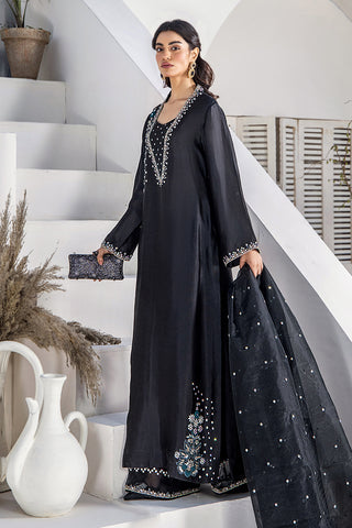 Pakistani Charcoal Embellished Silk Tissue Salwar Kameez (3-Piece) - Image 6