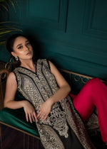 Pakistani Black Silver Embroidered Long Kameez (2-Piece) - Image 4