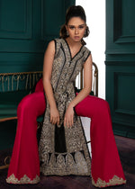 Pakistani Black Silver Embroidered Long Kameez (2-Piece) - Image 5