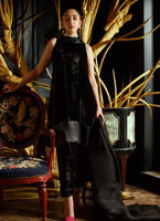 Pakistani Black Embroidered Velvet Salwar Kameez (3-Piece) - Image 3