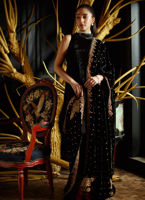 Pakistani Black Embroidered Velvet Salwar Kameez (3-Piece) - Image 5