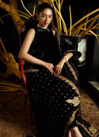 Pakistani Black Embroidered Velvet Salwar Kameez (3-Piece) - Image 6