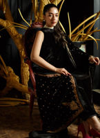 Pakistani Black Embroidered Velvet Salwar Kameez (3-Piece) - Image 7