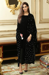 Pakistani Black Kundan Velvet Salwar Kameez (2-Piece) - Image 2