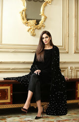 Pakistani Black Kundan Velvet Salwar Kameez (2-Piece) - Image 3