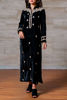 Black Embroidered Velvet Long Shirt (2-Piece) - Image 4