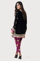 Black Resham Embroidered Velvet Salwar Kameez (2-Piece) - Image 3