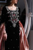 Pakistani Black & Red Hand-Embellished Velvet Salwar Kameez (3-Piece) - Image 6