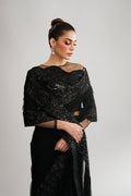 Pakistani Black Sequin Net Saree (3-Piece) - Image 6