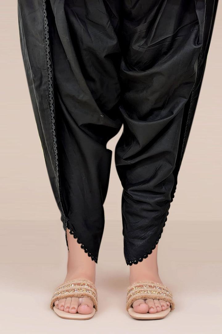 Pakistani Black Lace Cotton Shalwar (1-Pc) - Image 1