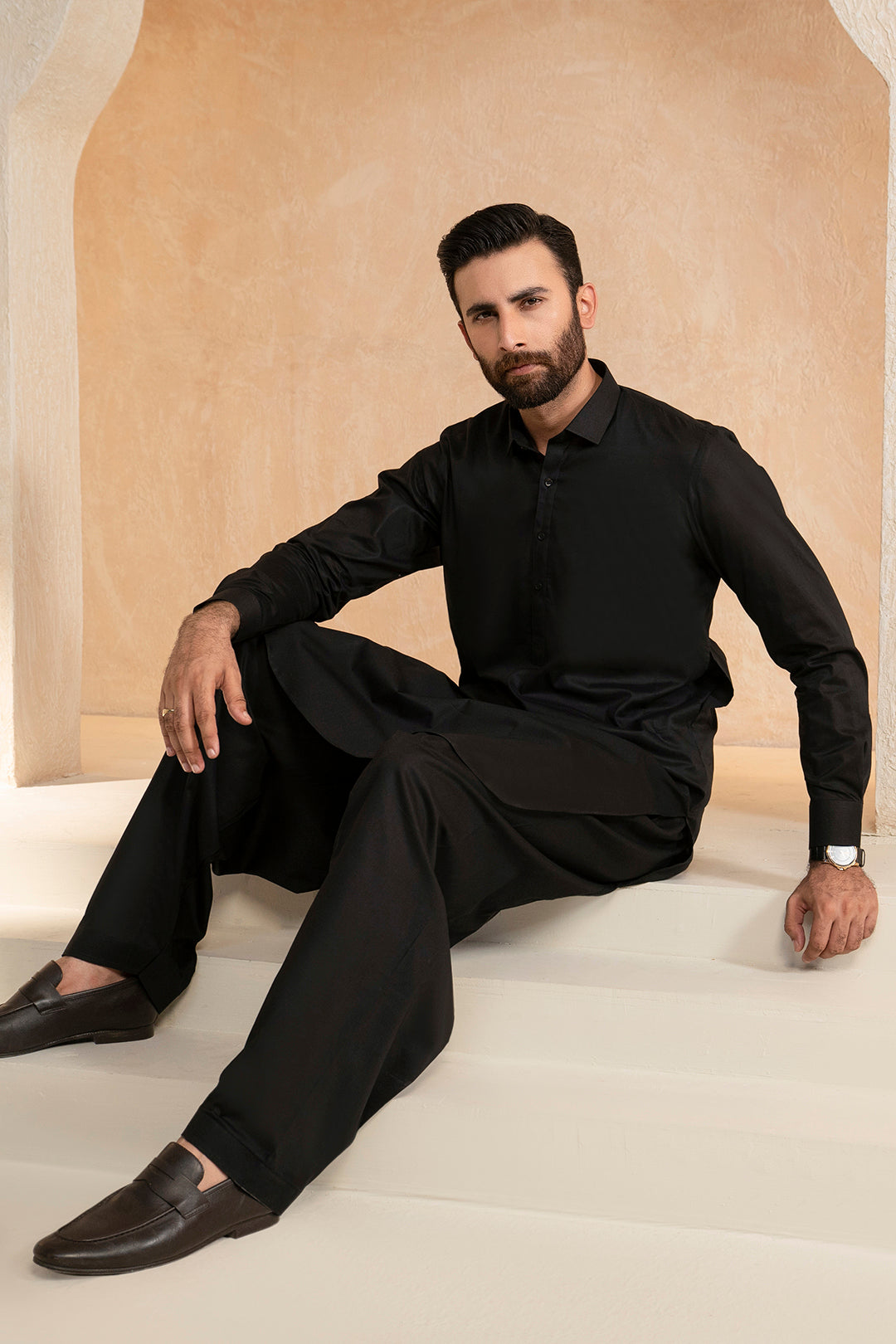 Black Cotton Shalwar Kameez (2-Piece) - Image 3