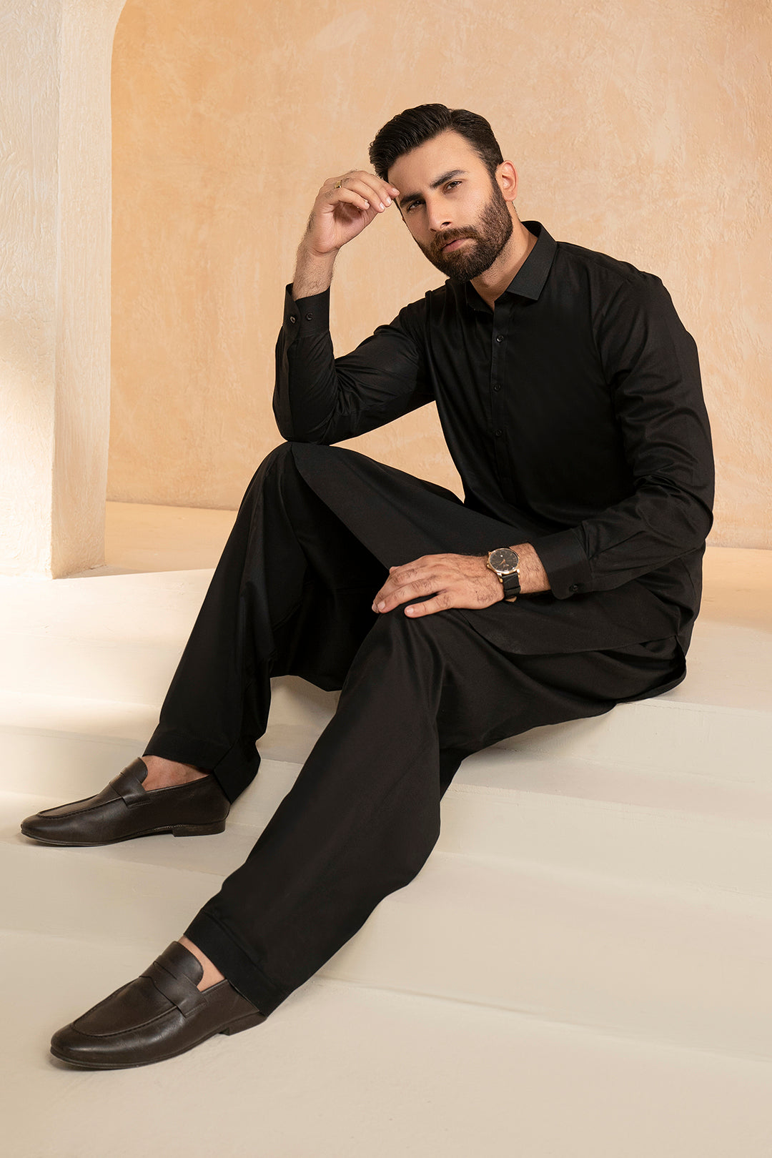 Black Cotton Shalwar Kameez (2-Piece) - Image 8