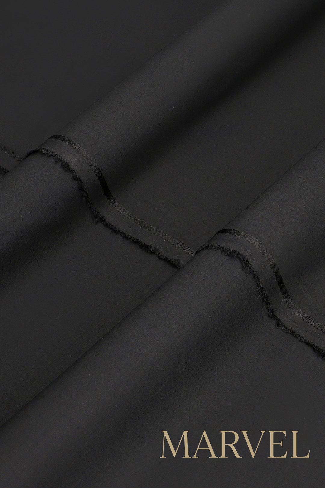 Black Plain Weave Unstitched Fabric (1-Pc) - Image 2