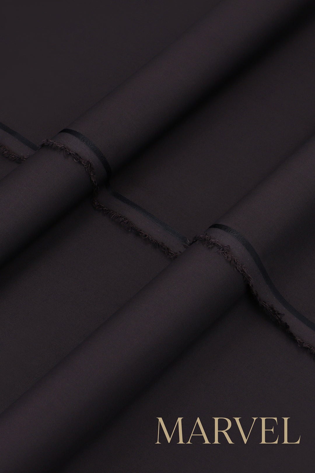 Black Plain Weave Unstitched Fabric (1-Pc) - Image 3