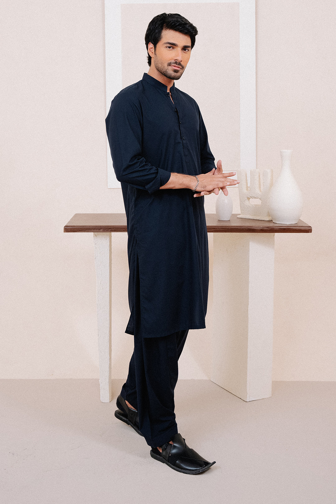 Black Plain Weave Unstitched Fabric (1-Pc) - Image 65