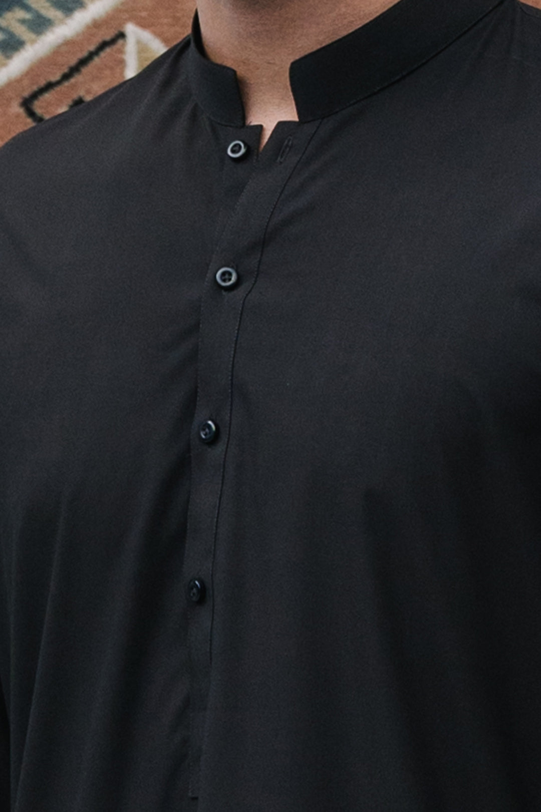 Black Plain Weave Unstitched Fabric (1-Pc) - Image 70