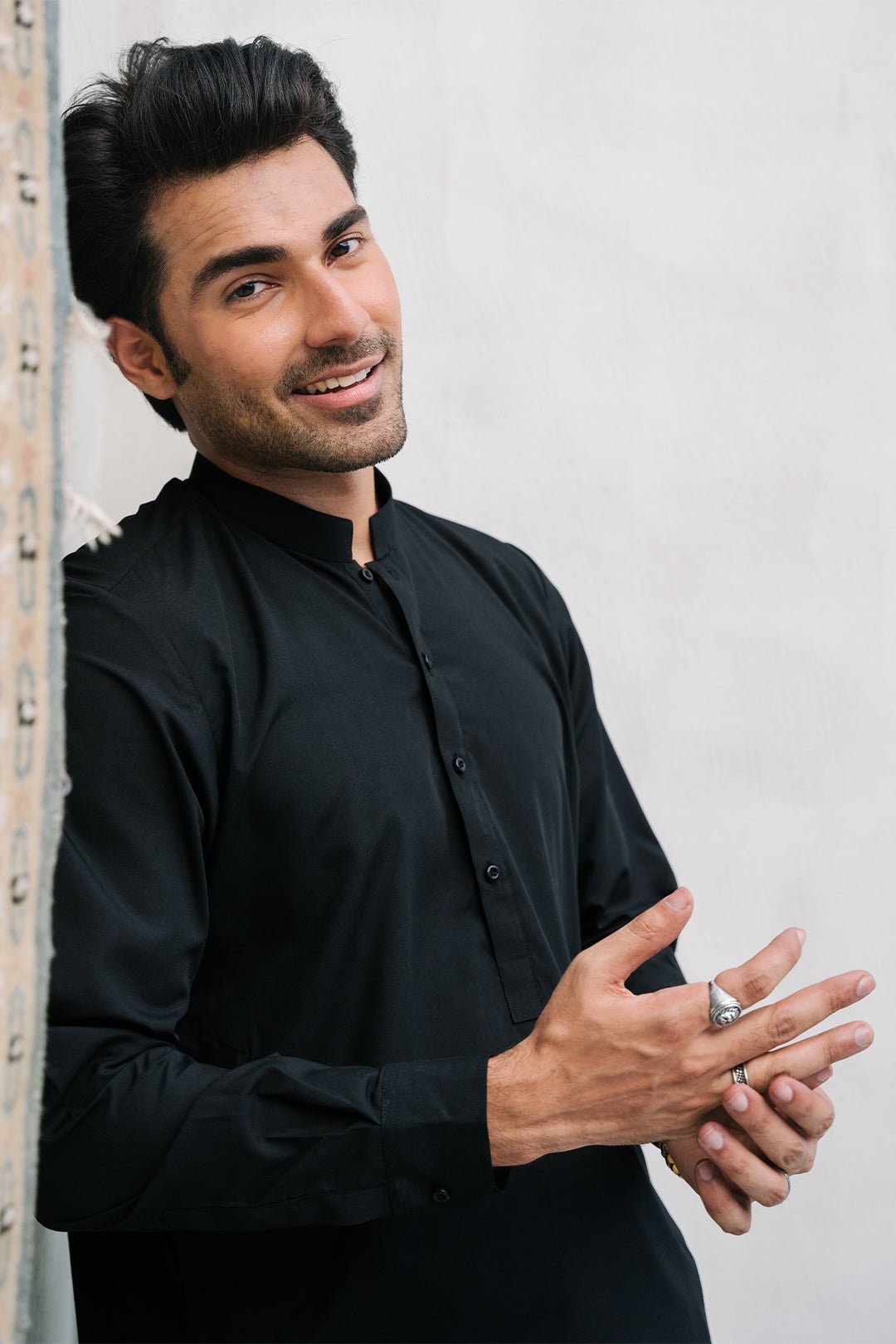 Black Plain Weave Unstitched Fabric (1-Pc) - Image 73