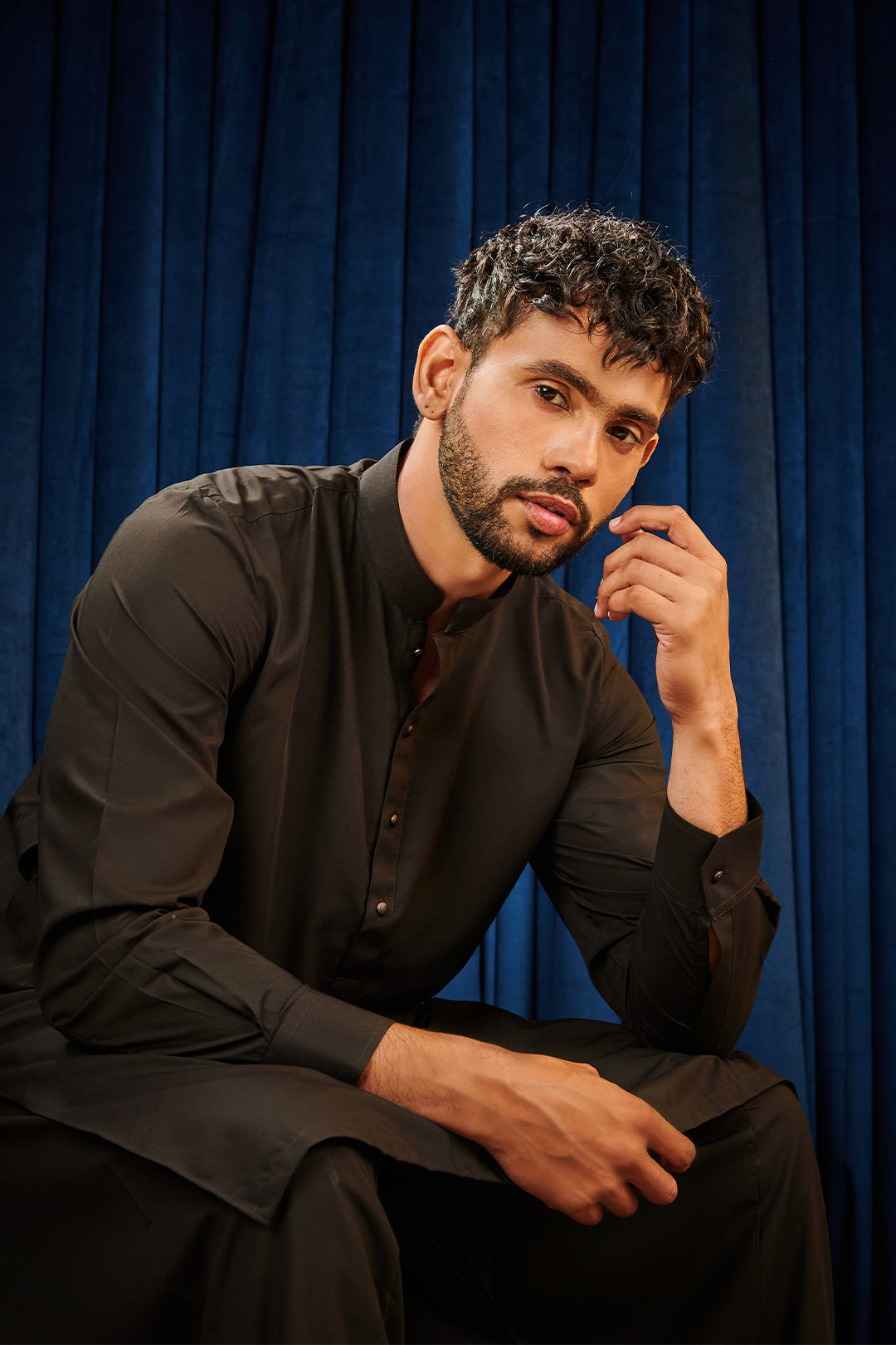 Black Plain Weave Unstitched Fabric (1-Pc) - Image 83