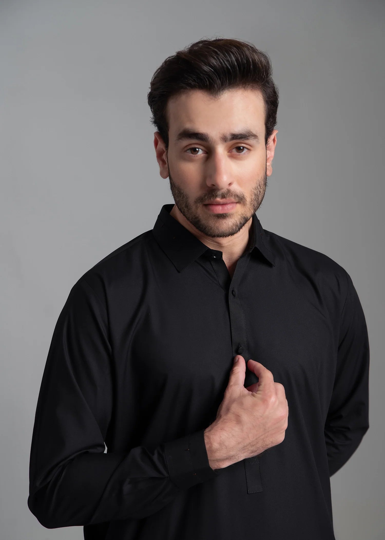 Black Wash & Wear Shalwar Kameez (2-Piece) - Image 2