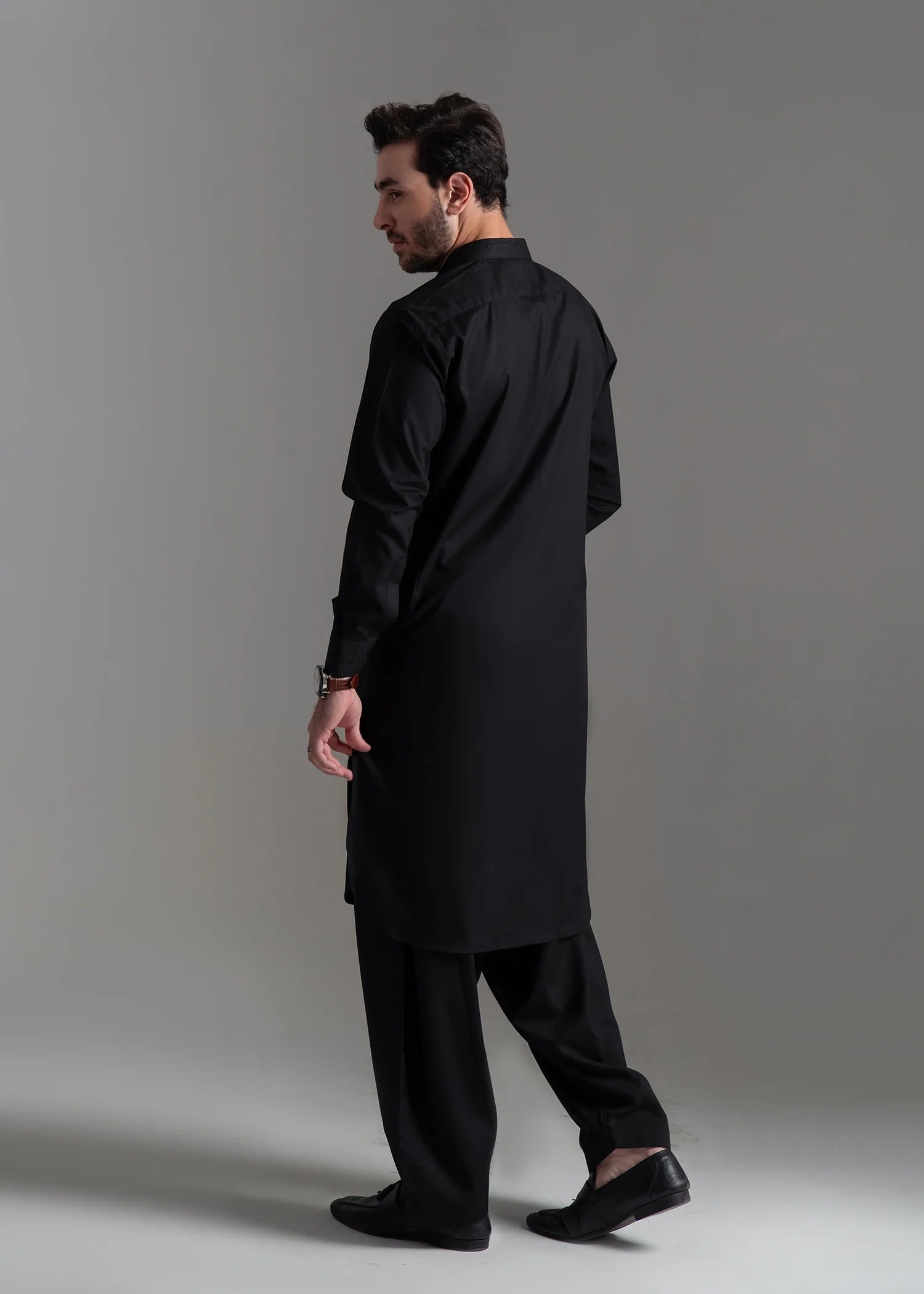 Black Wash & Wear Shalwar Kameez (2-Piece) - Image 4