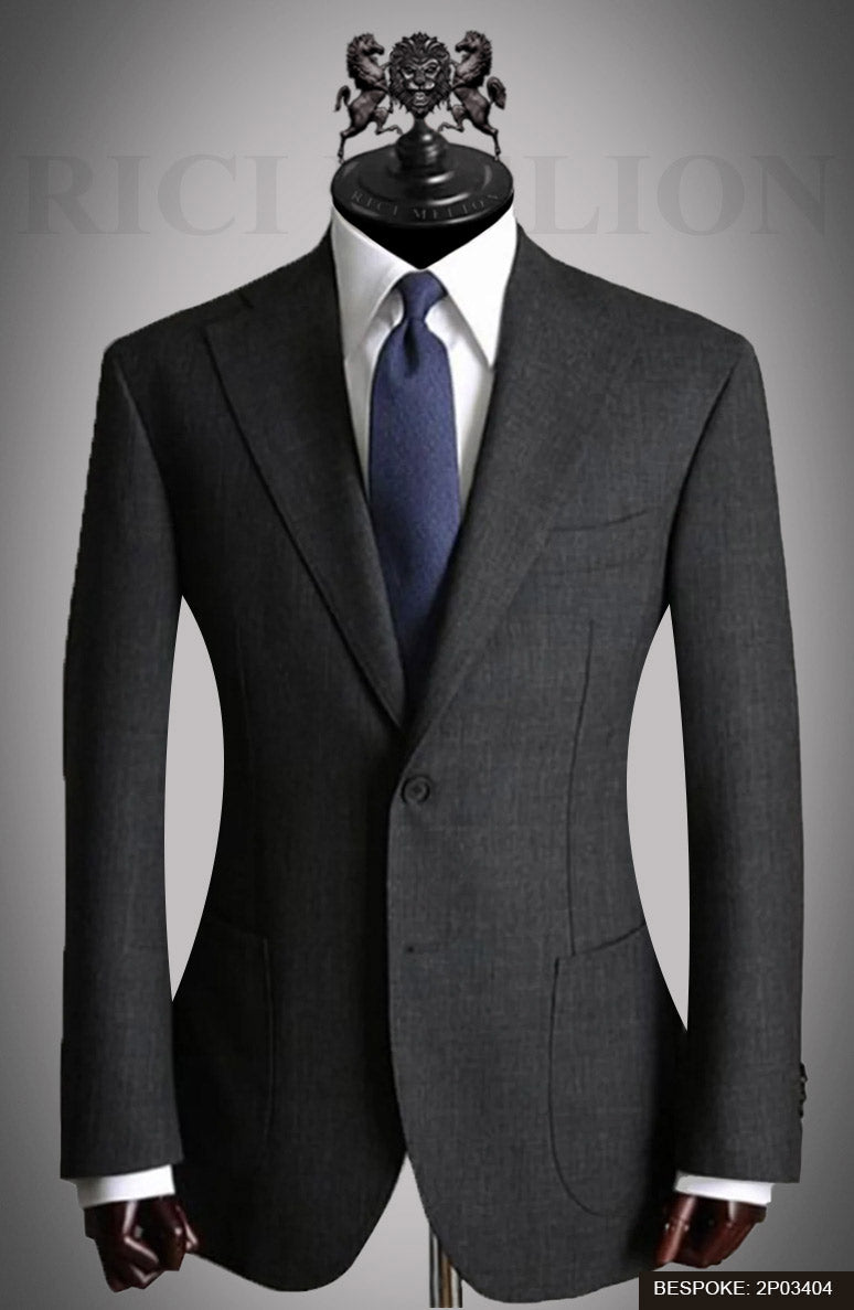 Black Tailored Suiting Fabric Two-Piece Suit (Jacket & Trousers) - Image 1