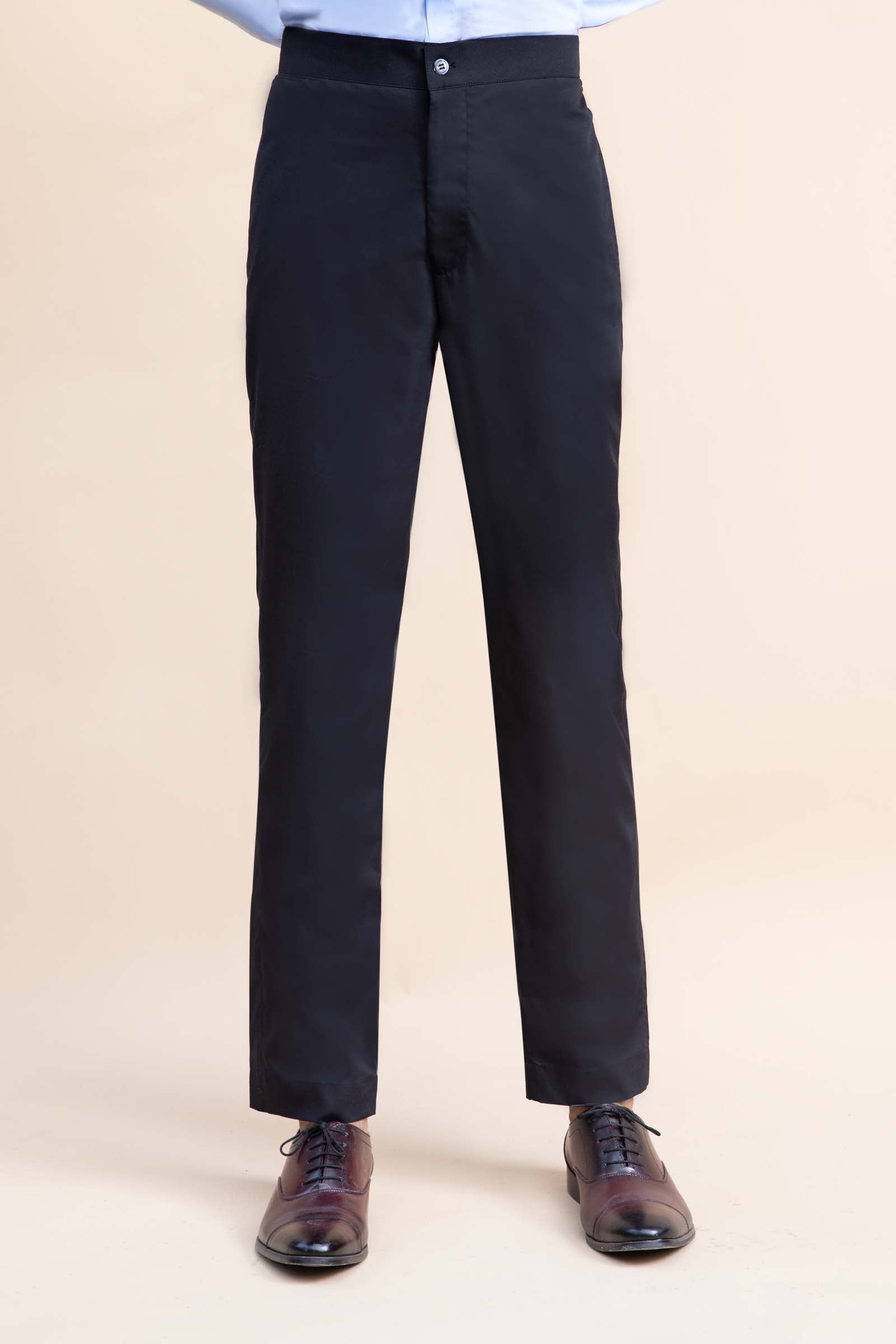 Black Cotton Straight Fit Trousers (1-Pc) - Image 1