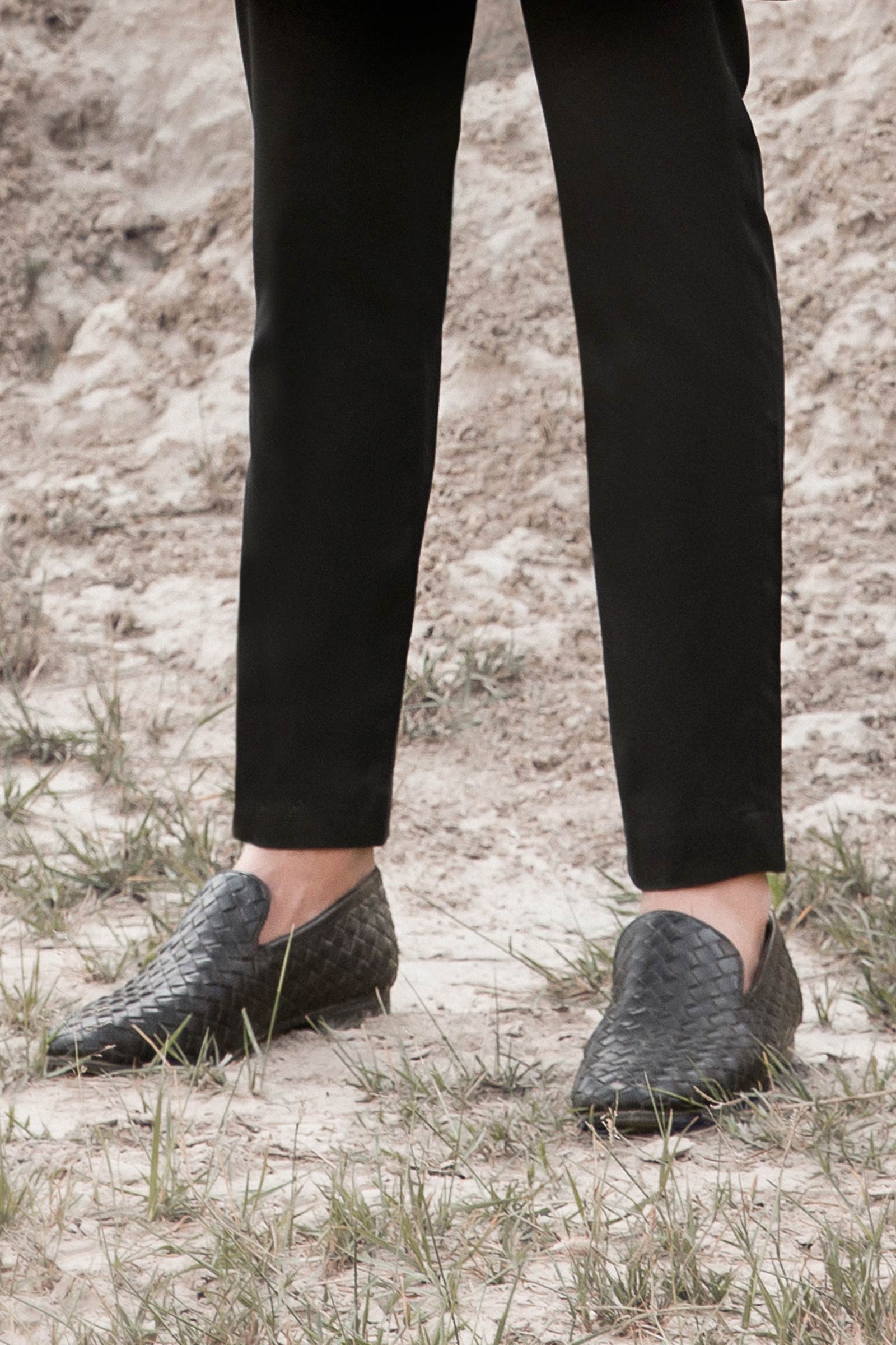 Black Cotton Straight Fit Trousers (1-Pc) - Image 2