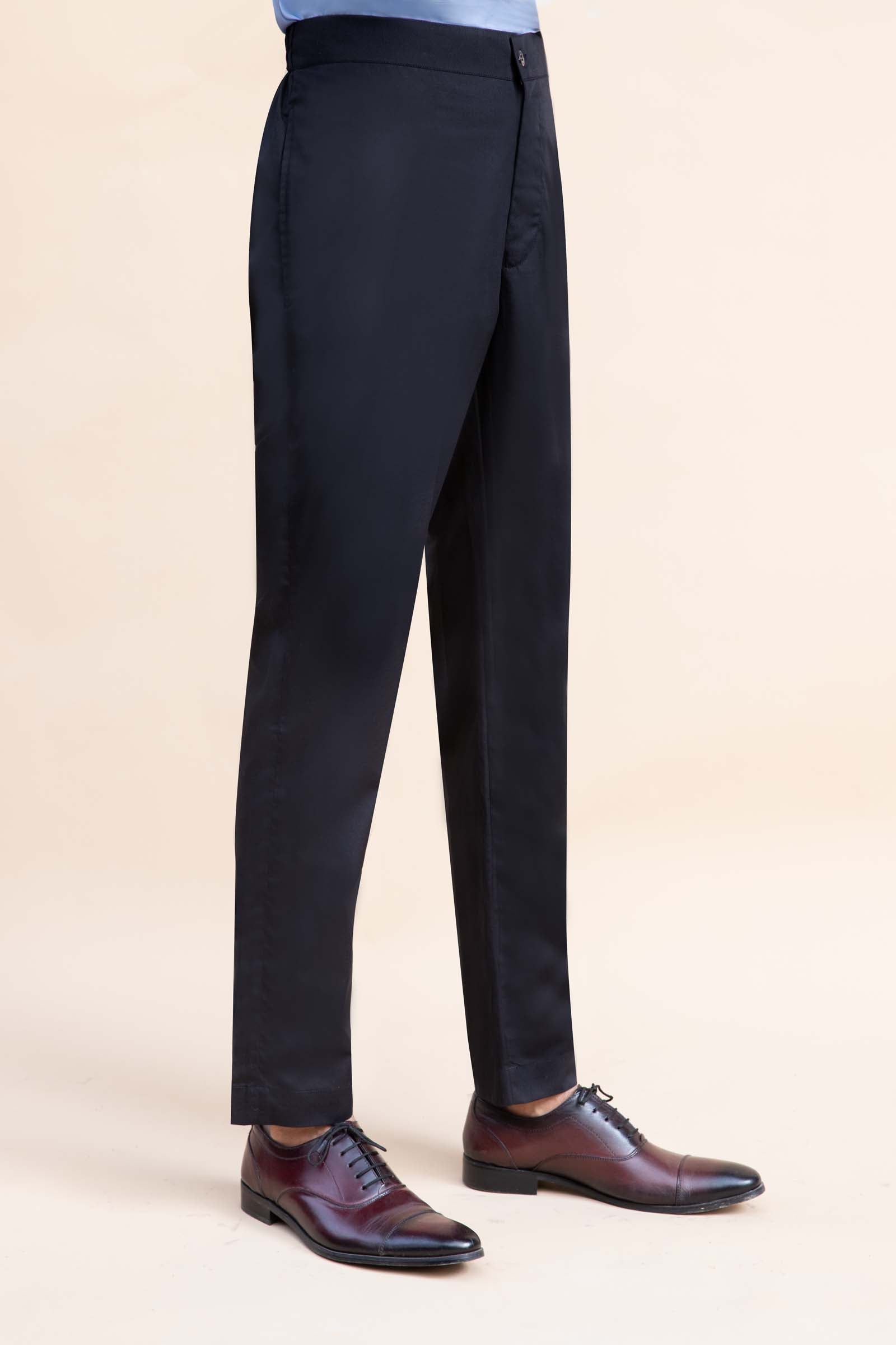 Black Cotton Straight Fit Trousers (1-Pc) - Image 3