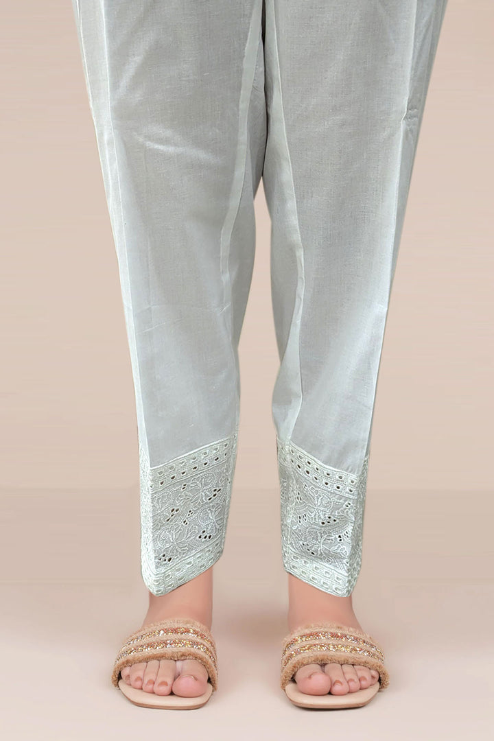 Black Embroidered Cotton Straight Trousers (1-Pc) - Image 3