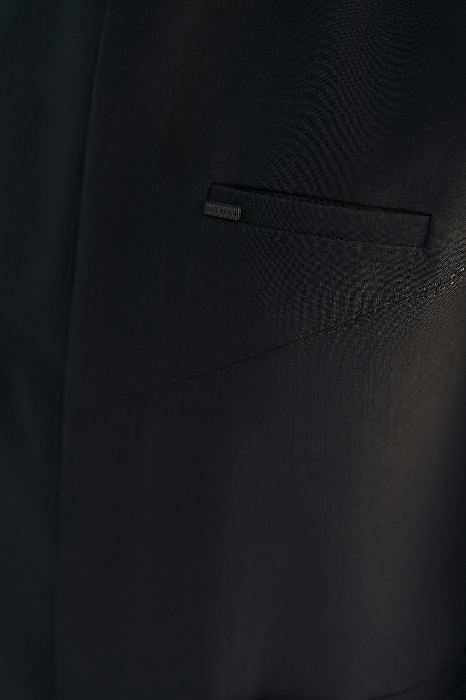 Black Cut-and-Sew Blended Tropical Waistcoat Kurta (3-Piece) - Image 5