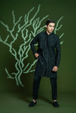 Black Embroidered Blended Waistcoat Kurta Set (3-Piece) - Image 6