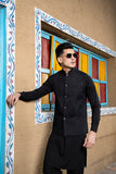 Black Boski Waistcoat Kurta Set (3-Piece) - Image 4