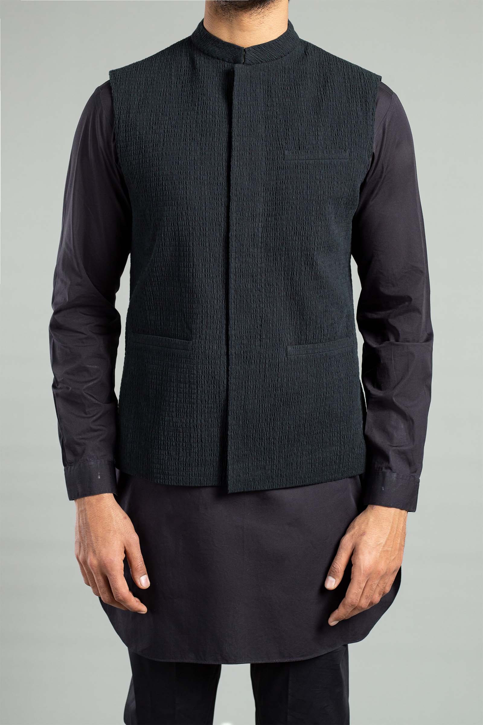 Black Premium Cotton Waistcoat (3-Piece) - Image 1