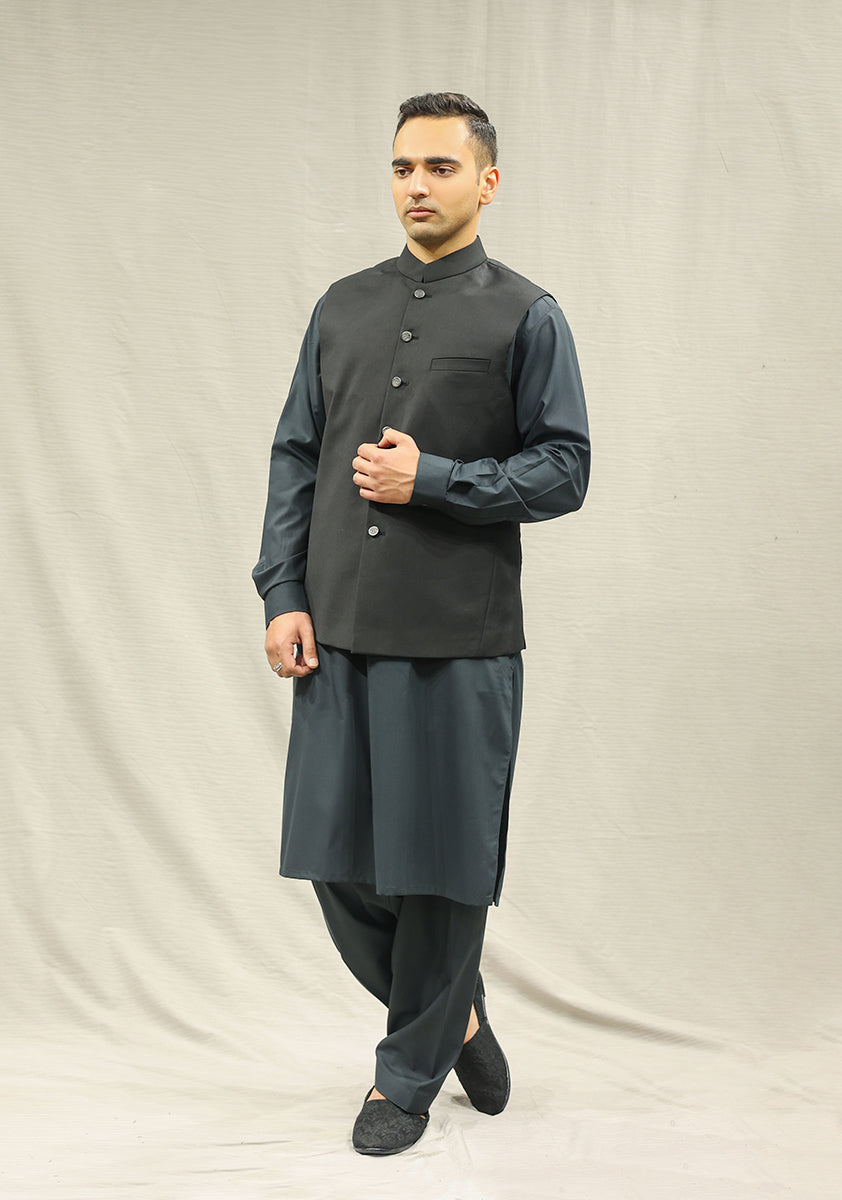 Licorice Black Suiting Waistcoat (3-Piece) - Image 2