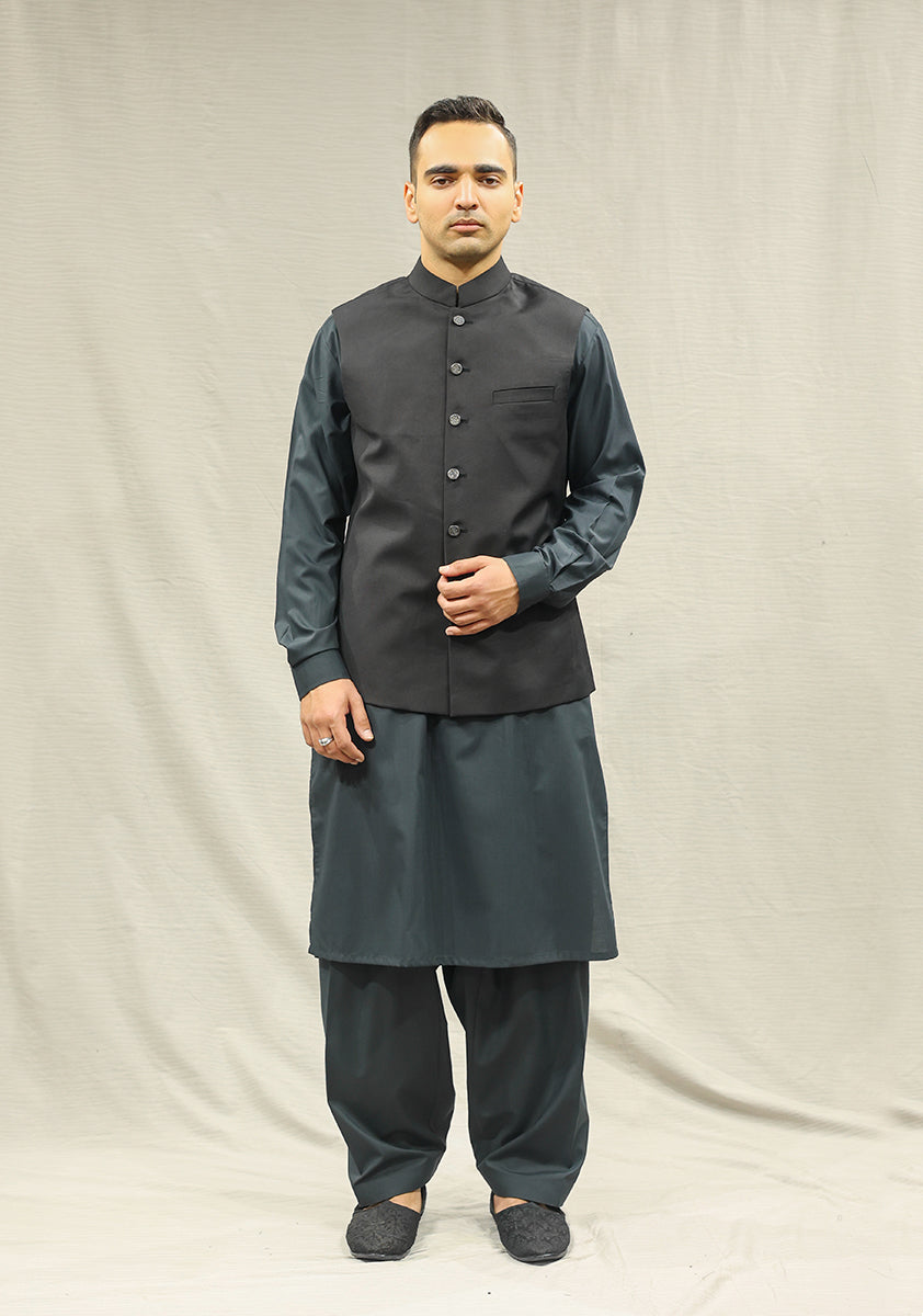 Licorice Black Suiting Waistcoat (3-Piece) - Image 3