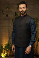 Black Embroidered Suiting Waistcoat (1-Pc) - Image 2