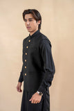 Black Wash & Wear Waistcoat Kurta Set (3-Piece) - Image 3