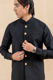 Black Wash & Wear Waistcoat Kurta Set (3-Piece) - Image 4