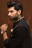 Black Embroidered Raw Silk Waistcoat (1-Pc) - Image 4