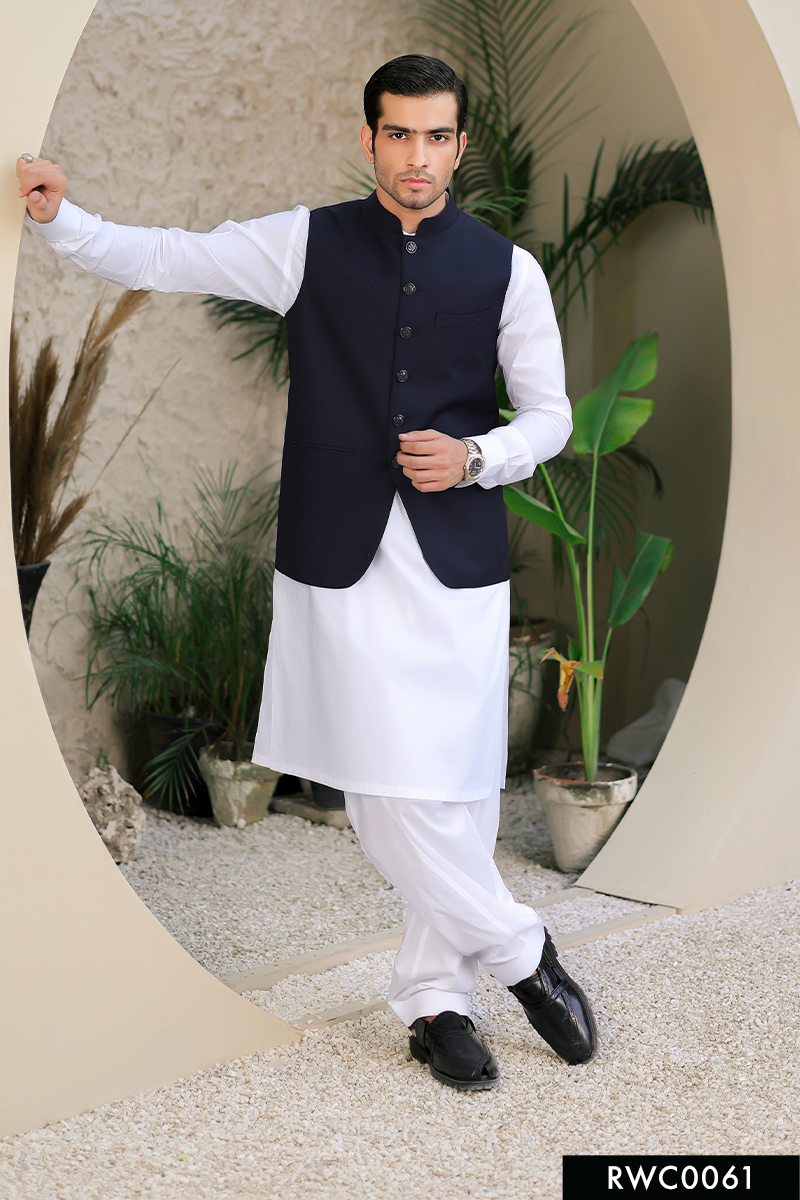 Jet Black Tonal-Stitched Suiting Waistcoat (3-Piece) - Image 1