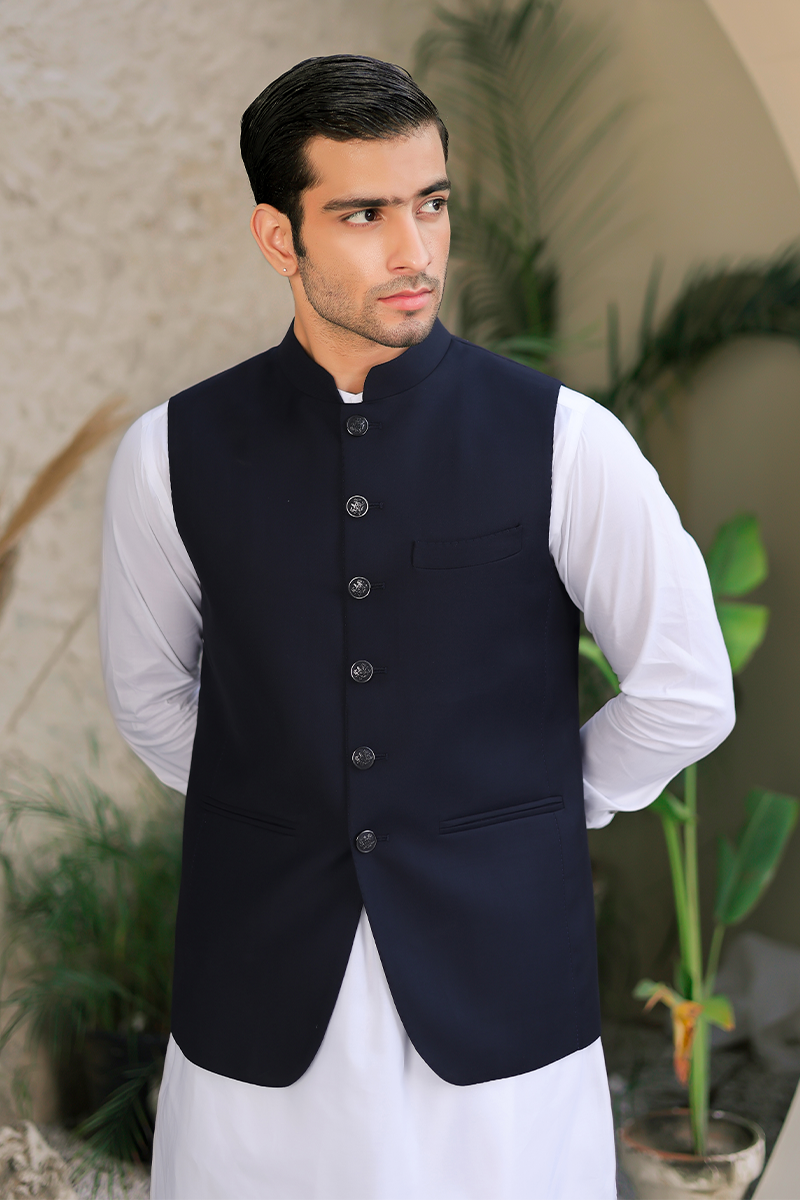 Jet Black Tonal-Stitched Suiting Waistcoat (3-Piece) - Image 2