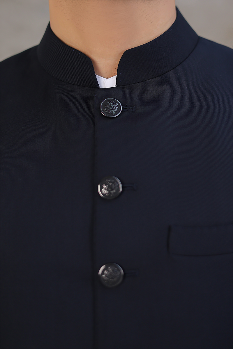 Jet Black Tonal-Stitched Suiting Waistcoat (3-Piece) - Image 3