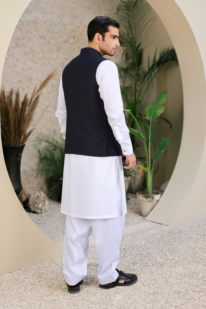 Jet Black Tonal-Stitched Suiting Waistcoat (3-Piece) - Image 4