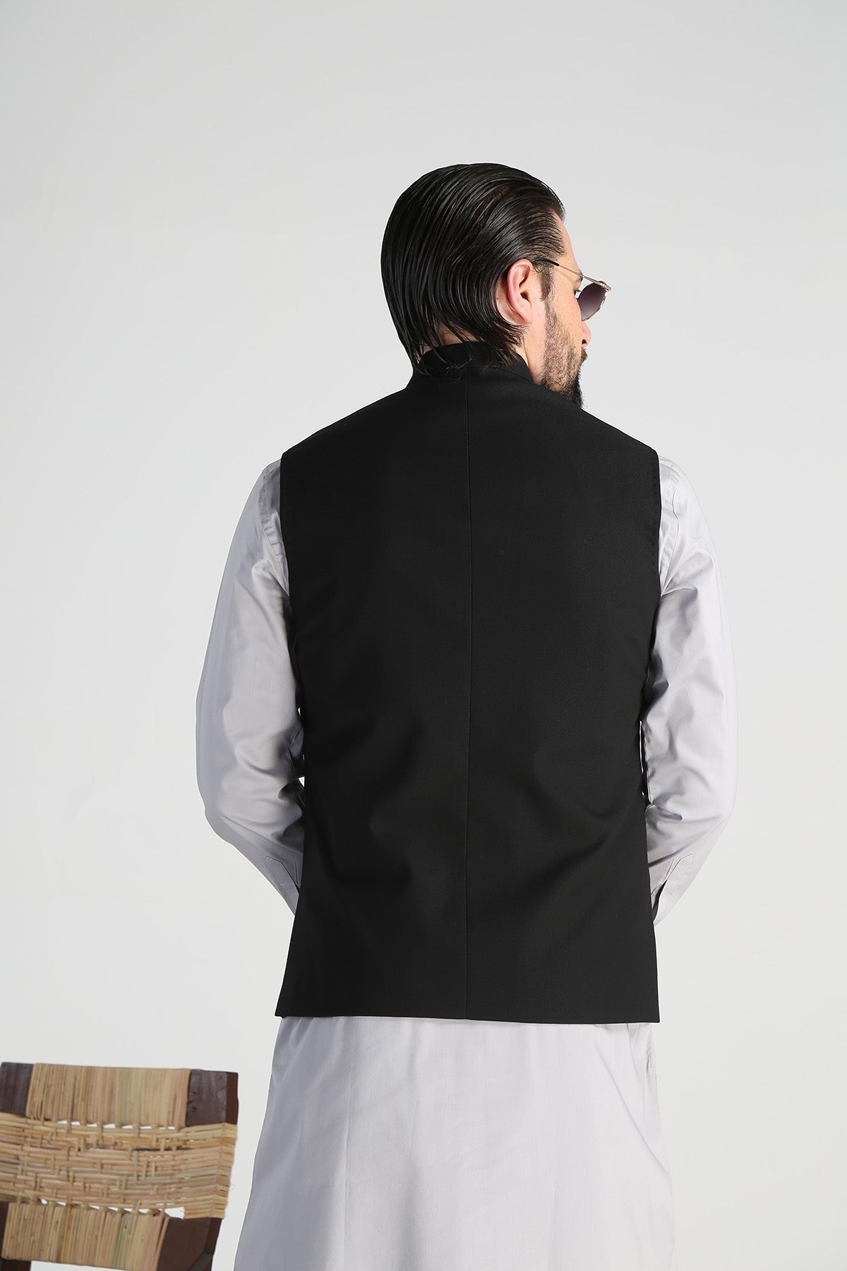 Black Textured Suiting Waistcoat (1-Pc) - Image 2