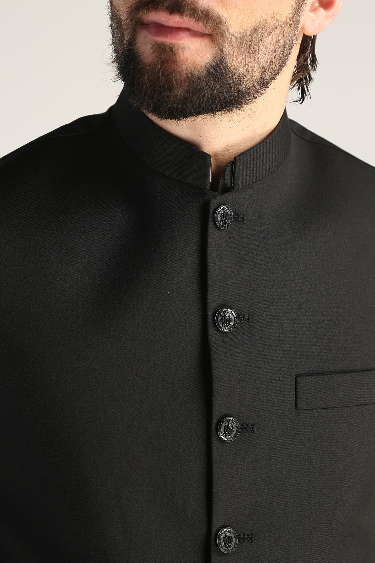 Black Textured Suiting Waistcoat (1-Pc) - Image 9