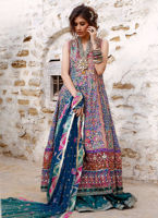 Blue Multicolour Embroidered Georgette Angharkha (2-Piece) - Image 2